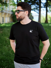 Load image into Gallery viewer, White Swallow Black T-Shirt
